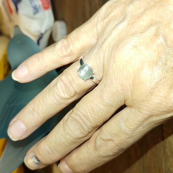 New Srerling Silver Aqua Kayanite Ring Size 7.5 - Picture 5 of 10